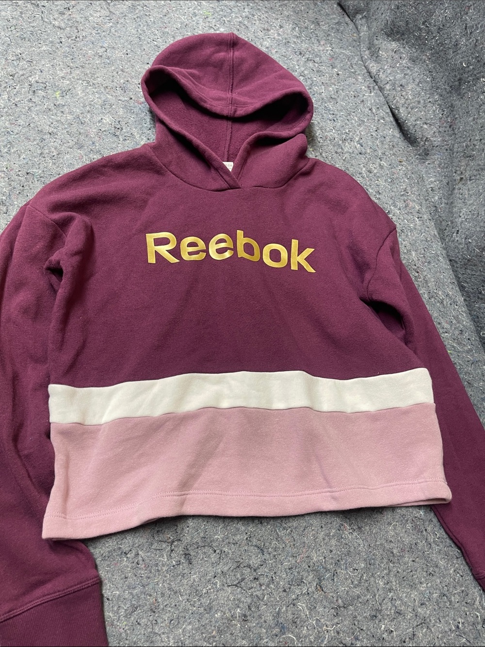 Reebok Burgundy, Pink & Cream Colorblock Hoodie